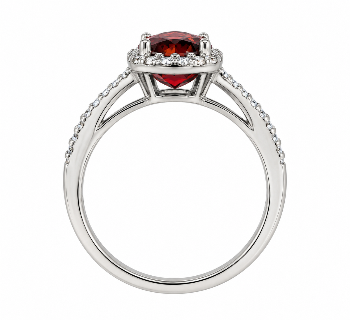 Diamond Halo Large Ruby Designer Ring