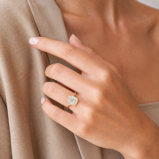 Lab Split Prong Basket Engagement Ring